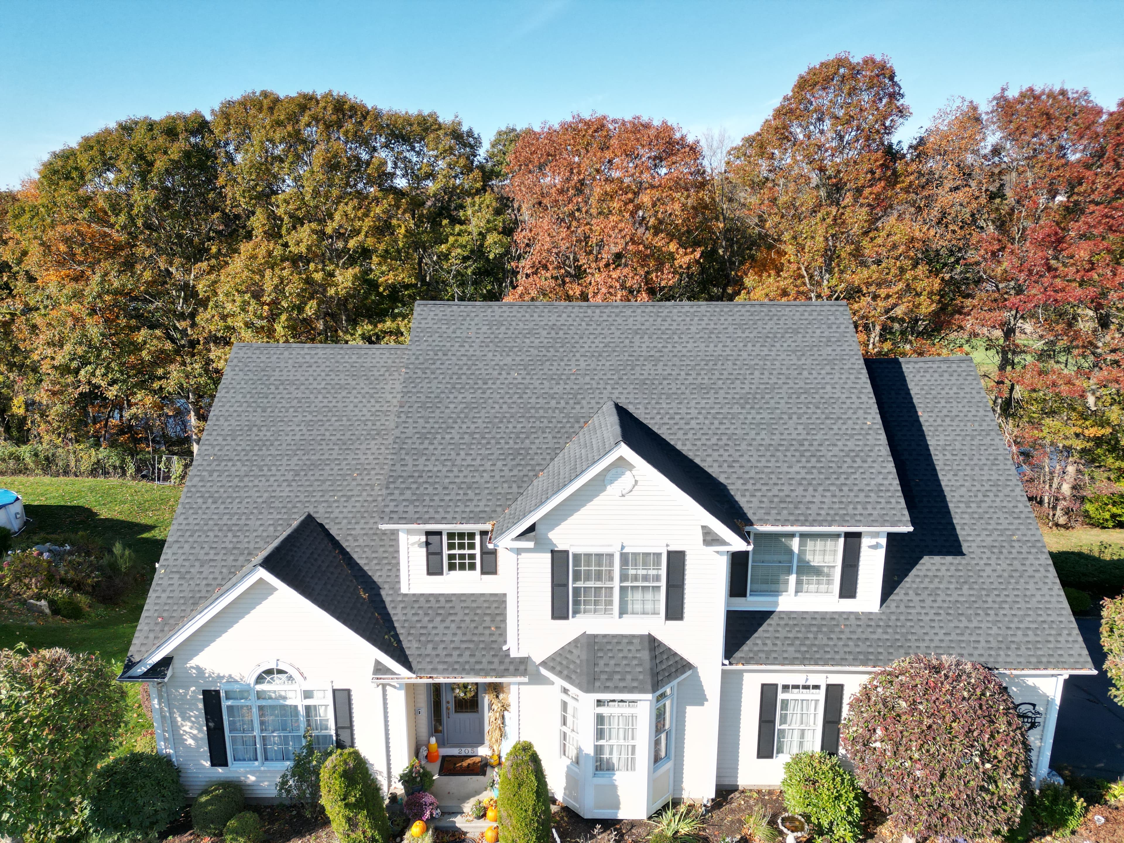 Great River Milford CT roof replacement aerial view showing quality installation