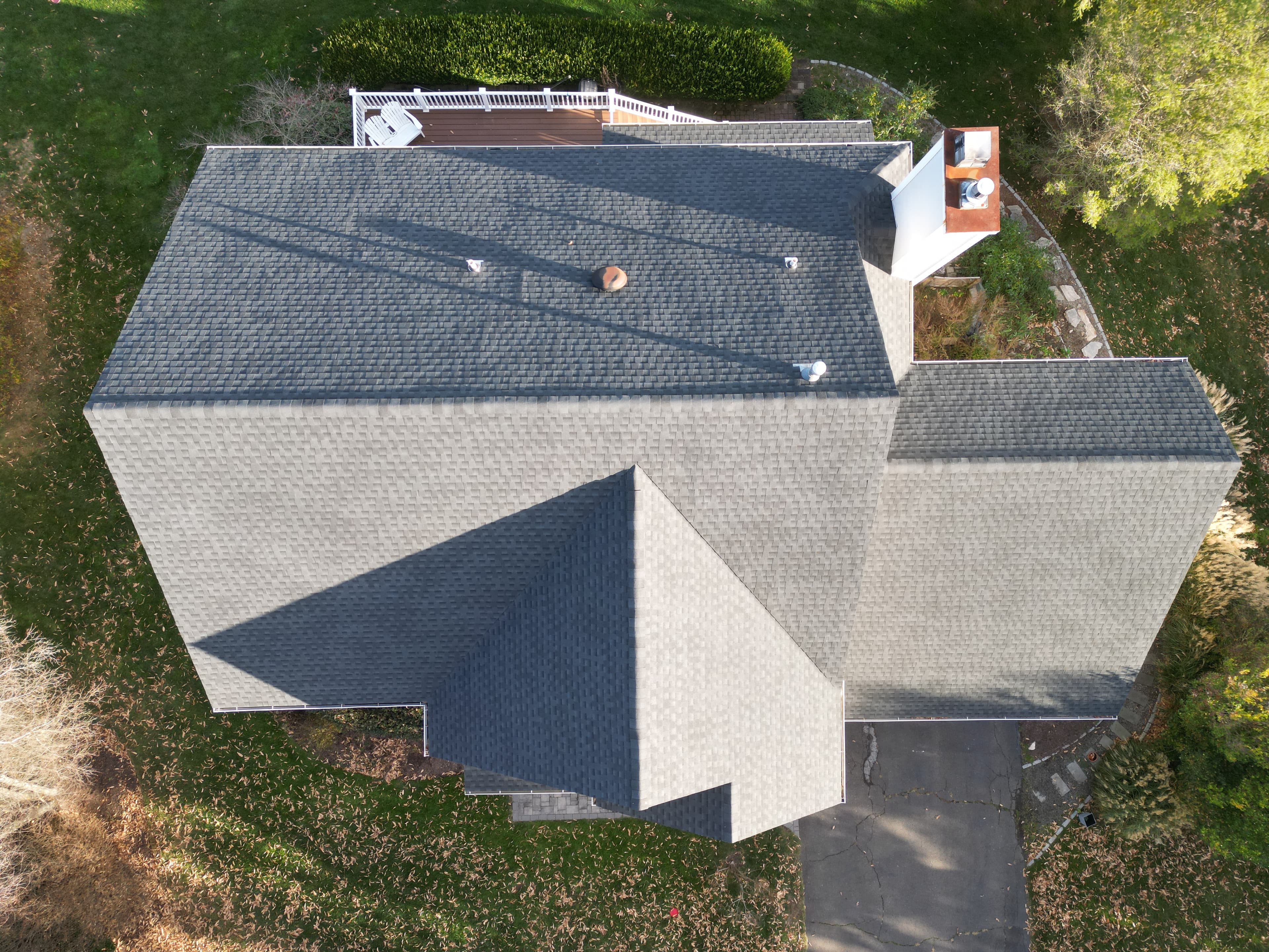 Connecticut residential roofing project aerial photograph showing professional installation