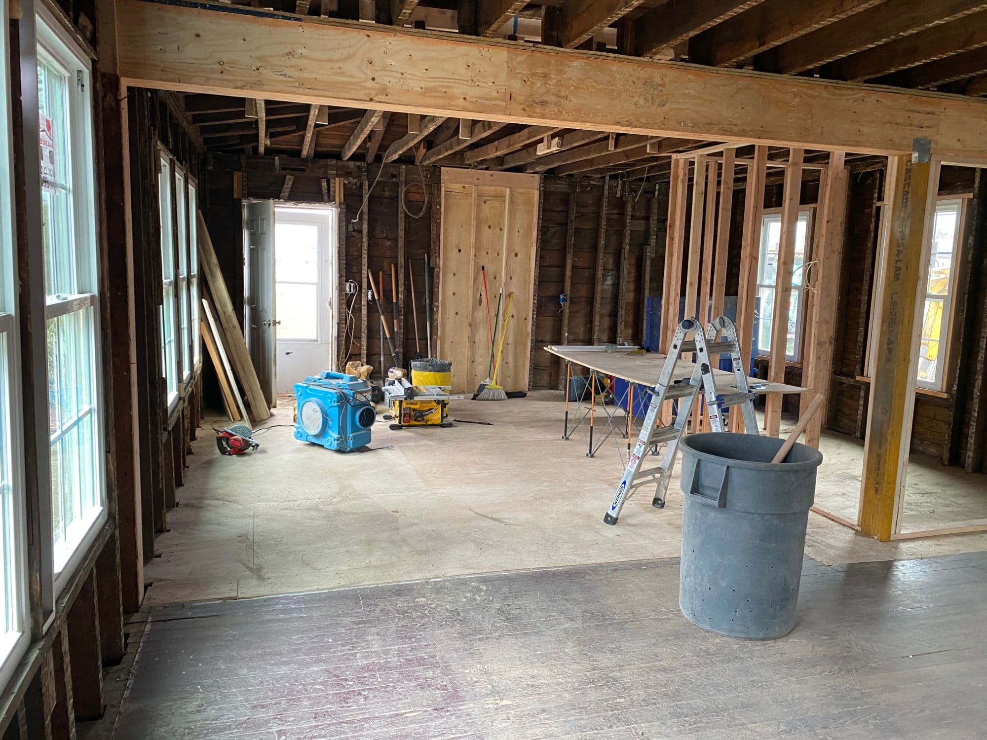 Interior gut remodel framing by a general contractor in Milford CT
