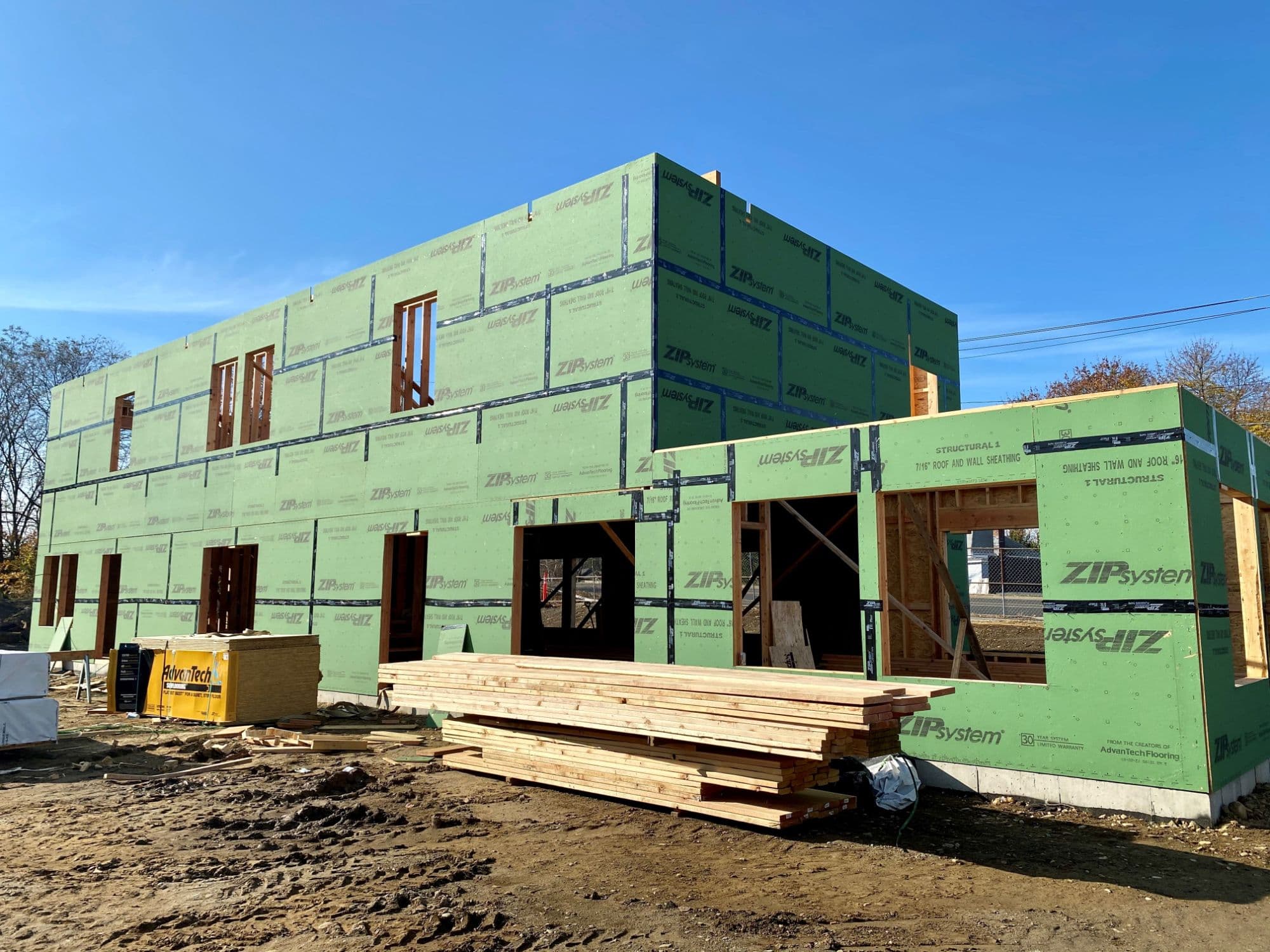 Home addition under construction with ZIP sheathing in Milford CT